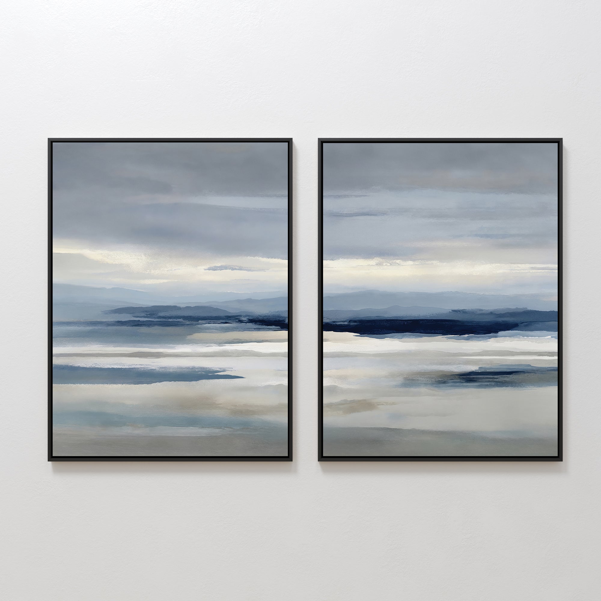 Whispering Ridges Diptych – Set of 2 Canvas Prints set of 2 – neutral-toned landscape canvas wall art by Aspire Prints