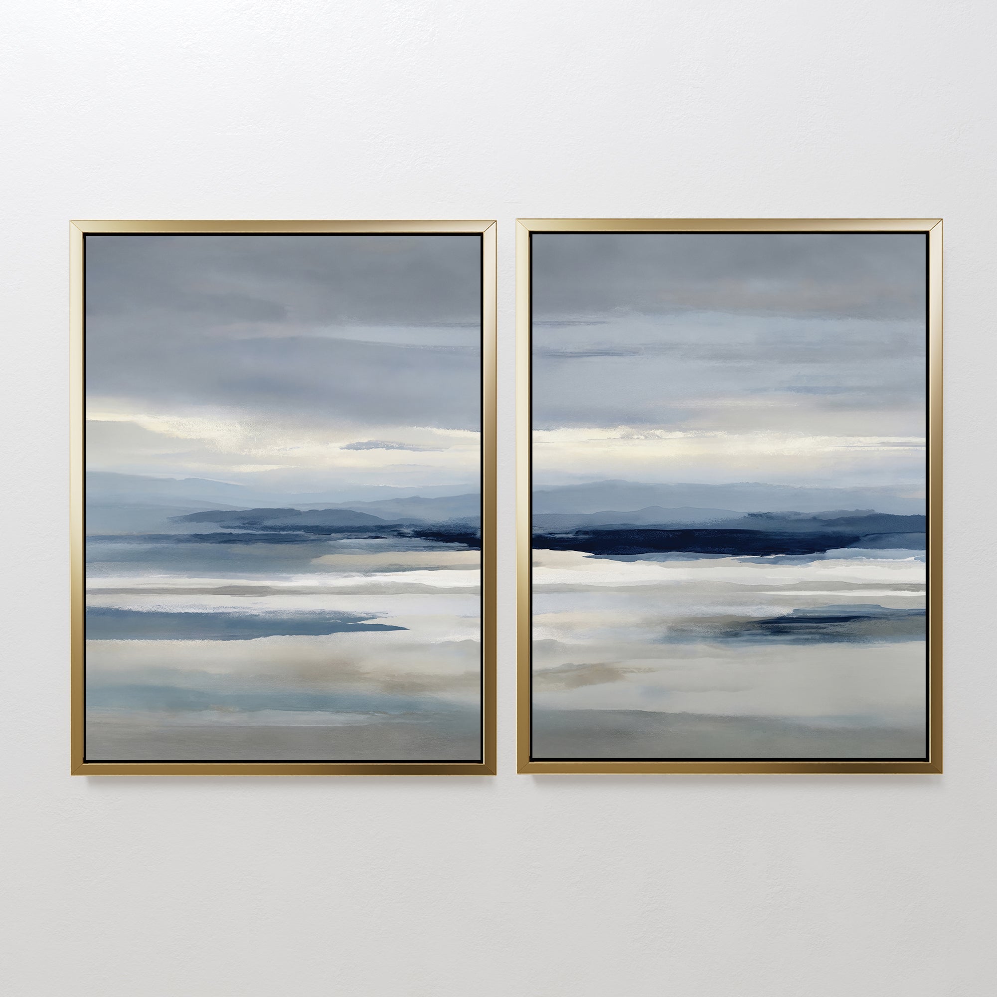 Whispering Ridges Diptych – Set of 2 Canvas Prints set of 2 – neutral-toned landscape canvas wall art by Aspire Prints