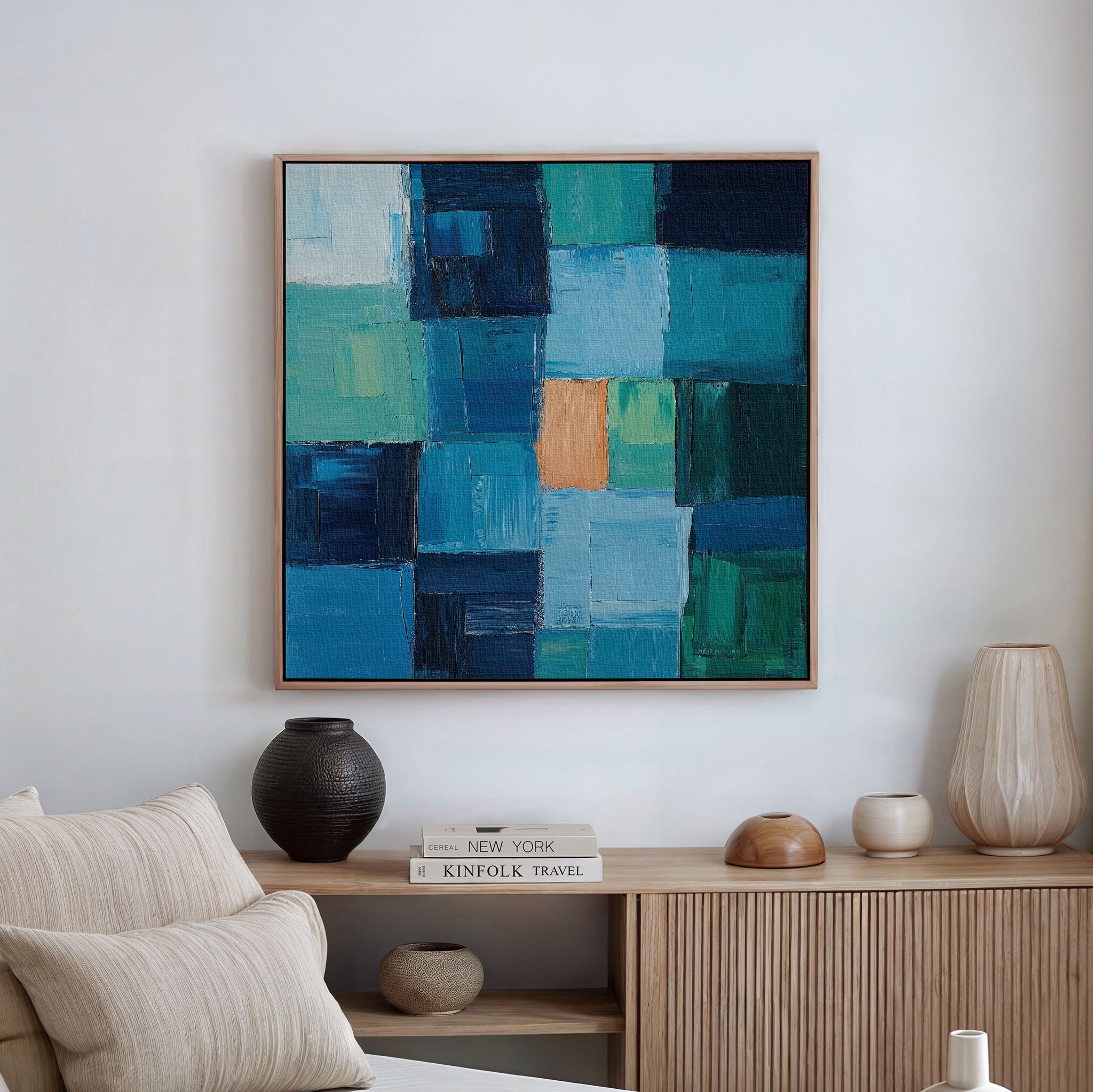 Cobalt Cathedral – blue abstract canvas wall art print by Aspire Prints