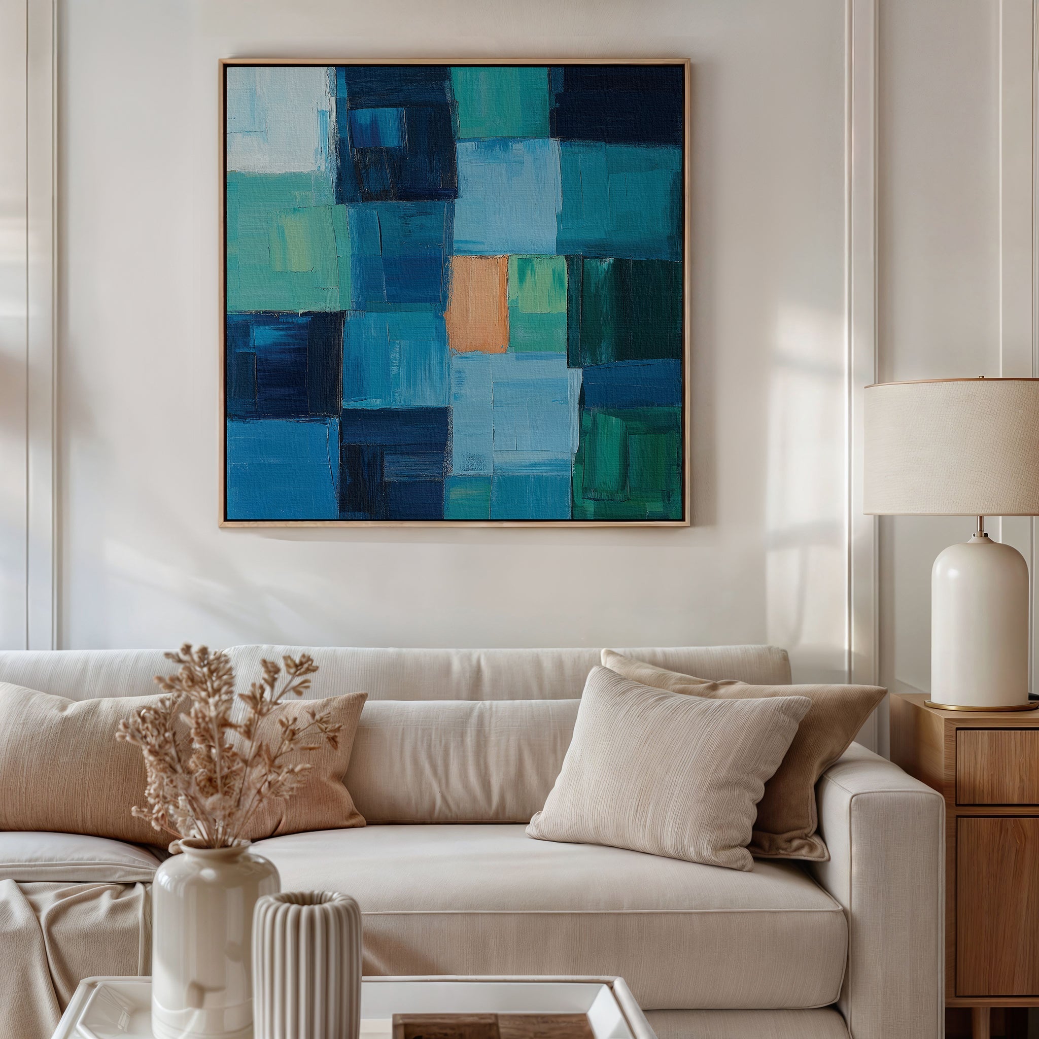 Cobalt Cathedral – blue abstract canvas wall art print by Aspire Prints