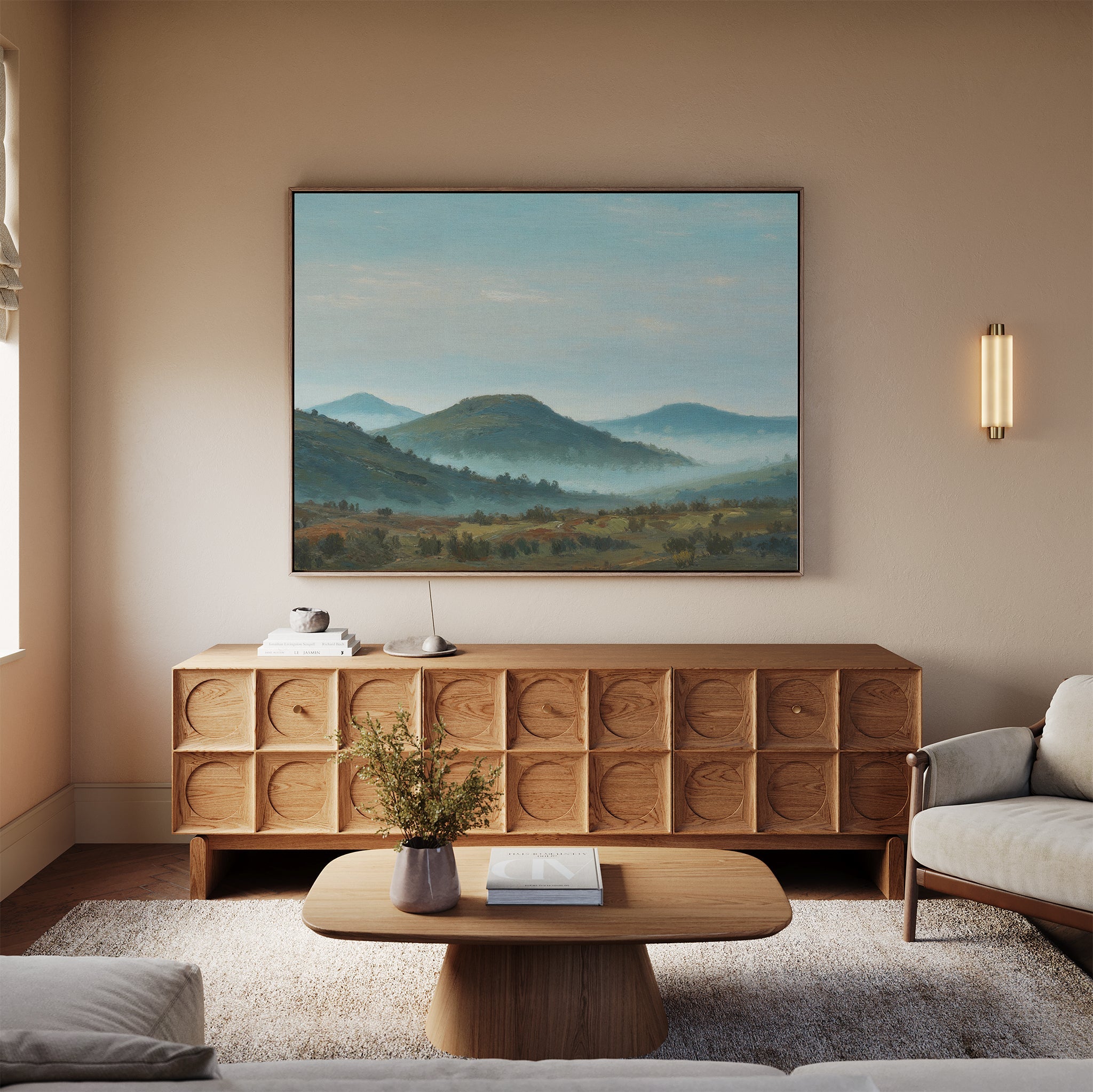 Whispering Ridges at Daybreak Canvas Print – multicolour vintage canvas wall art print by Aspire Prints