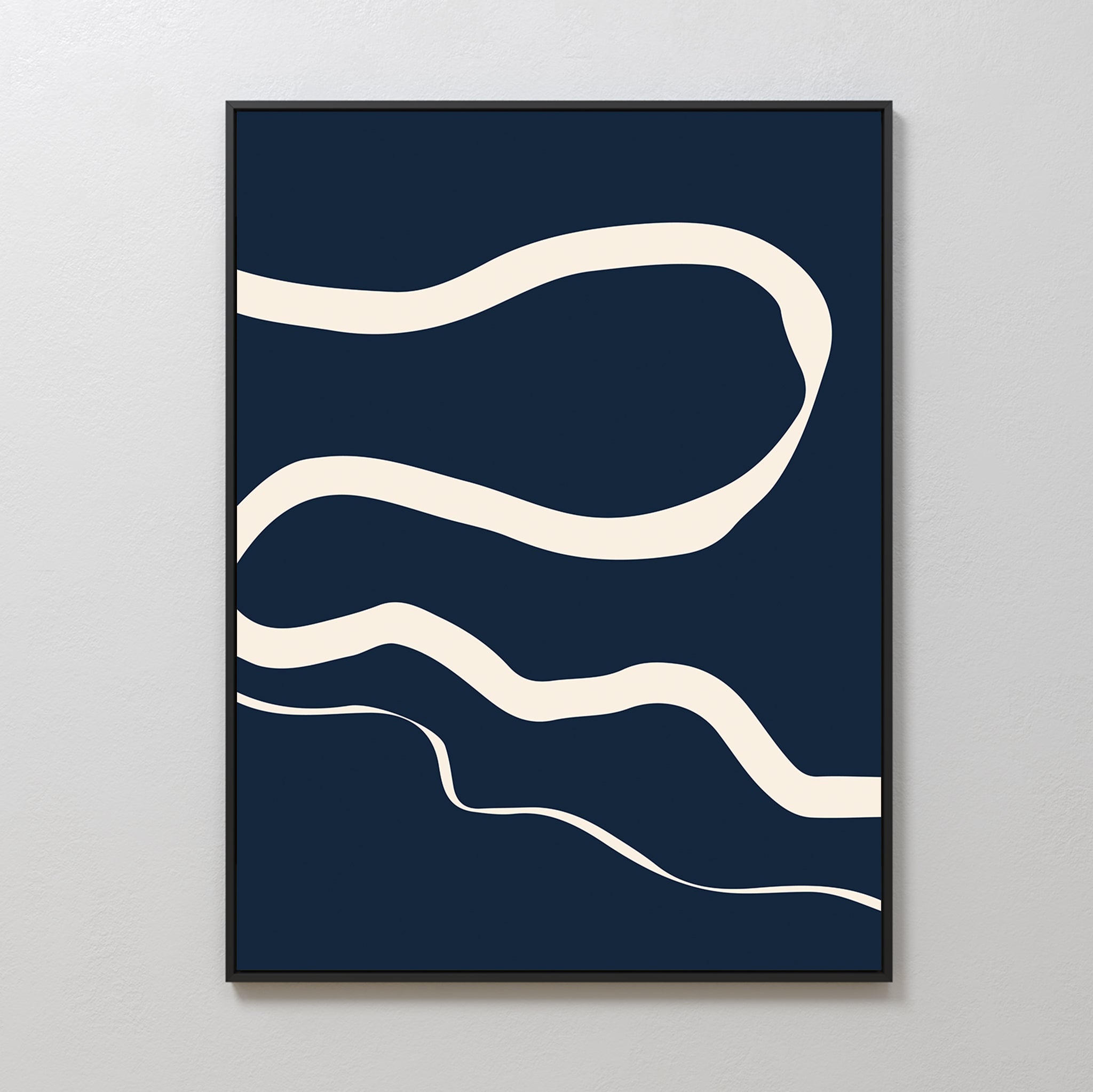 Whispers in Indigo – blue abstract canvas wall art print by Aspire Prints