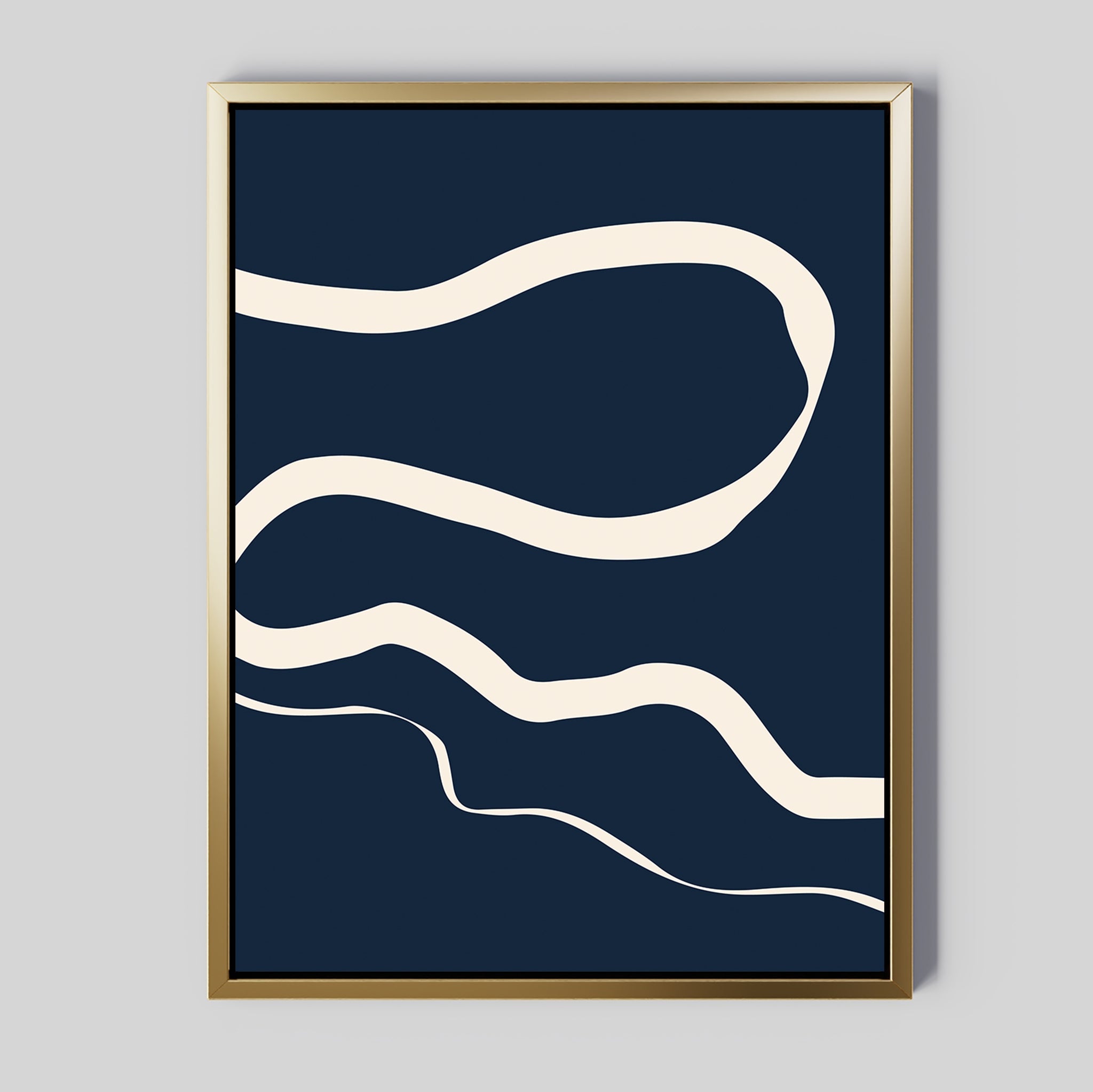 Whispers in Indigo – blue abstract canvas wall art print by Aspire Prints