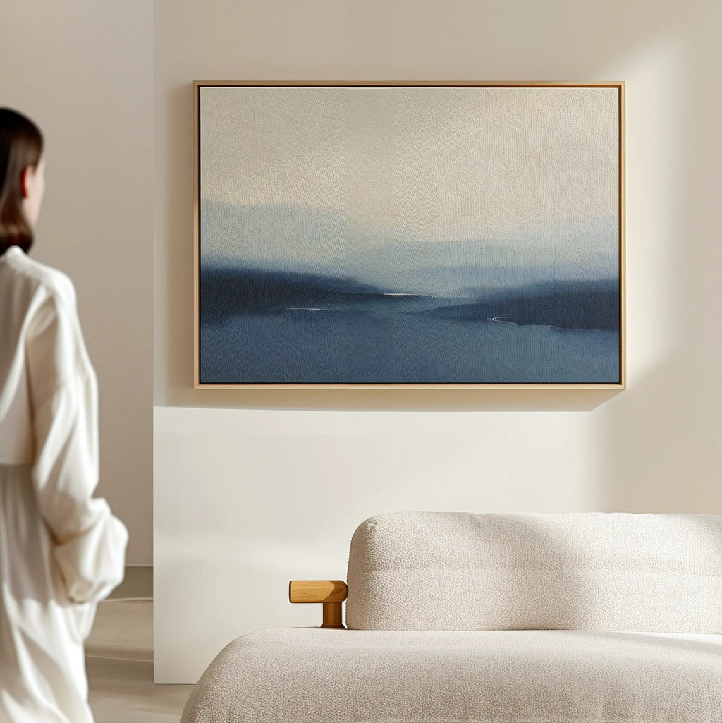 Whispers of the Blue Valley – blue landscape canvas wall art print by Aspire Prints