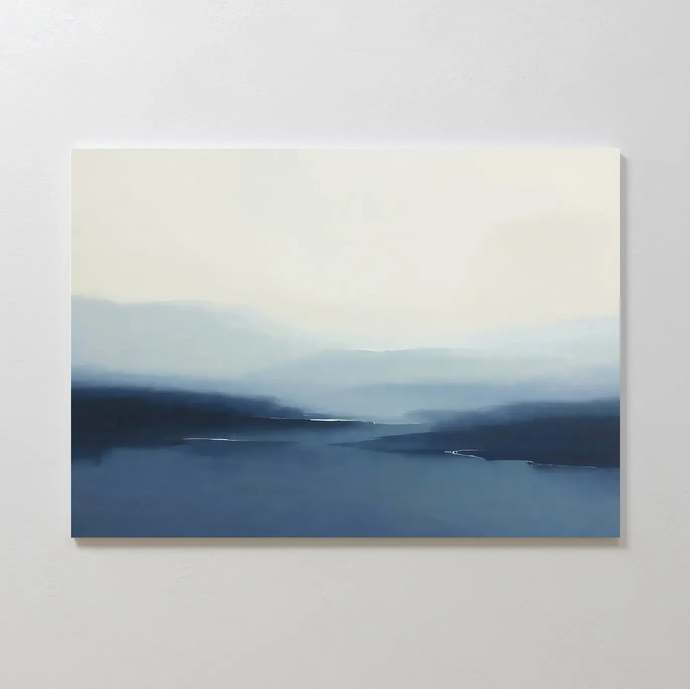 Whispers of the Blue Valley – blue landscape canvas wall art print by Aspire Prints