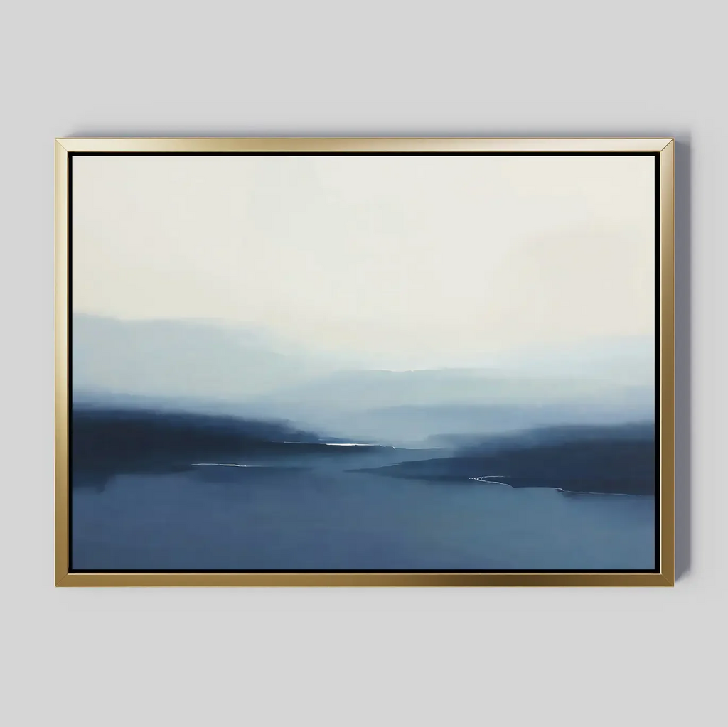 Whispers of the Blue Valley – blue landscape canvas wall art print by Aspire Prints