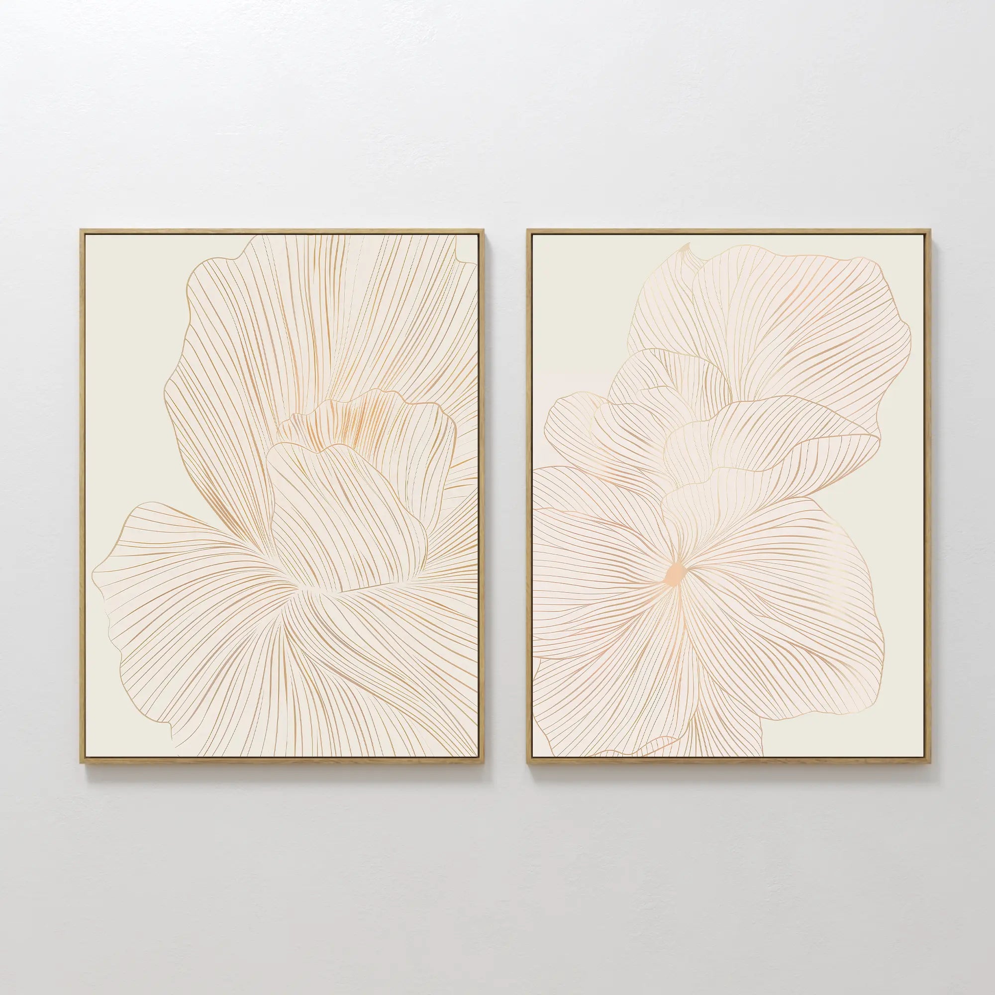 Whispers in Bloom – Set of 2 Canvas Prints set of 2 – beige and white botanical canvas wall art by Aspire Prints