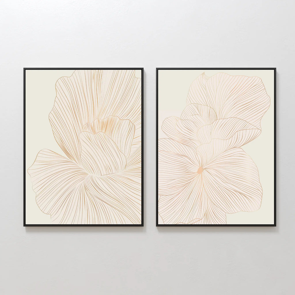 Whispers in Bloom – Set of 2 Canvas Prints set of 2 – beige and white botanical canvas wall art by Aspire Prints