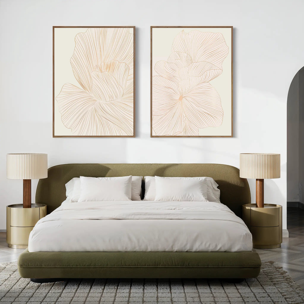 Whispers in Bloom – Set of 2 Canvas Prints set of 2 – beige and white botanical canvas wall art by Aspire Prints