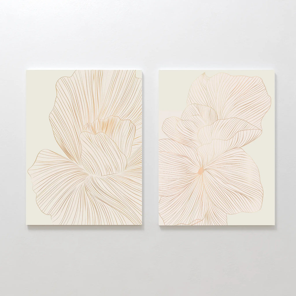 Whispers in Bloom – Set of 2 Canvas Prints set of 2 – beige and white botanical canvas wall art by Aspire Prints