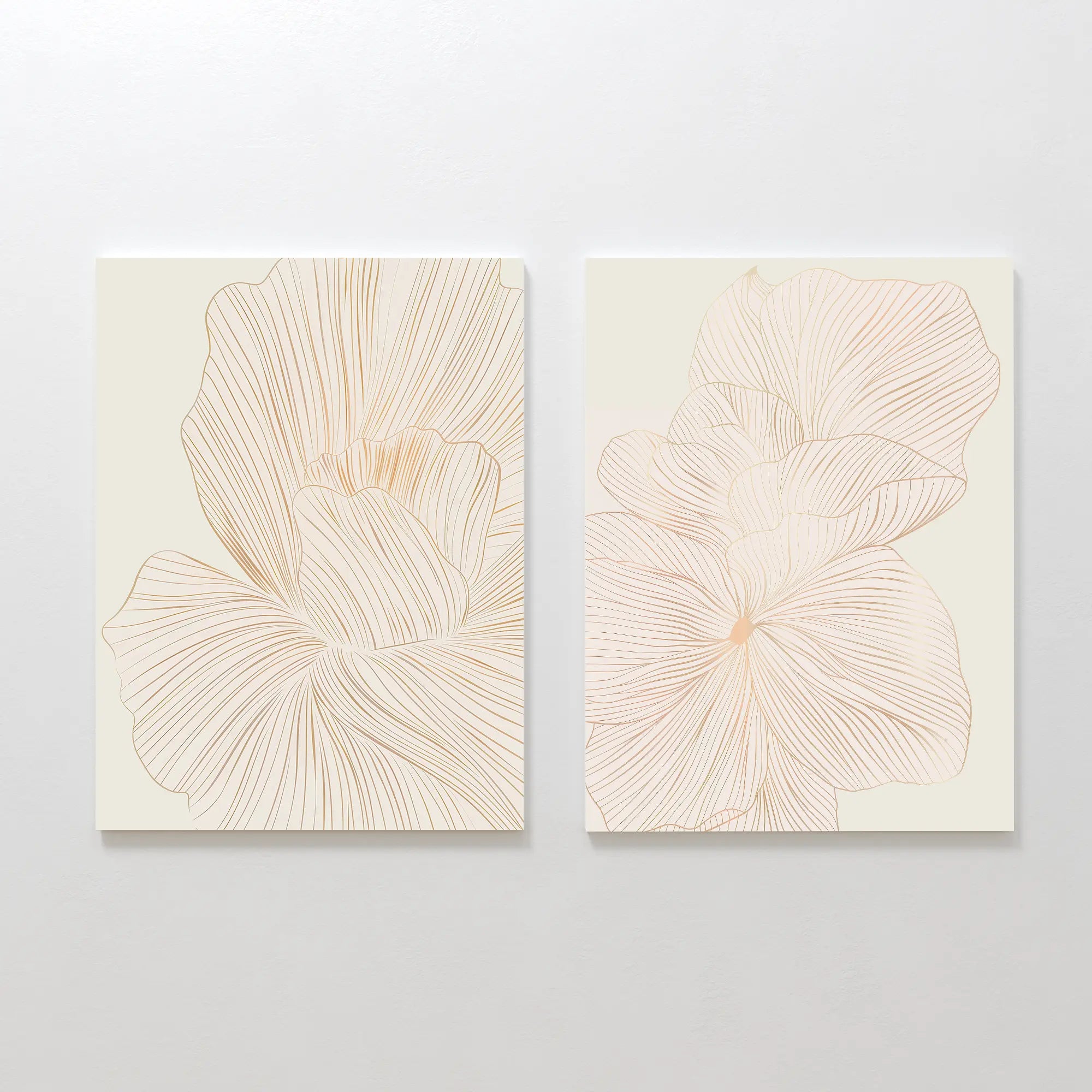 Whispers in Bloom – Set of 2 Canvas Prints set of 2 – beige and white botanical canvas wall art by Aspire Prints