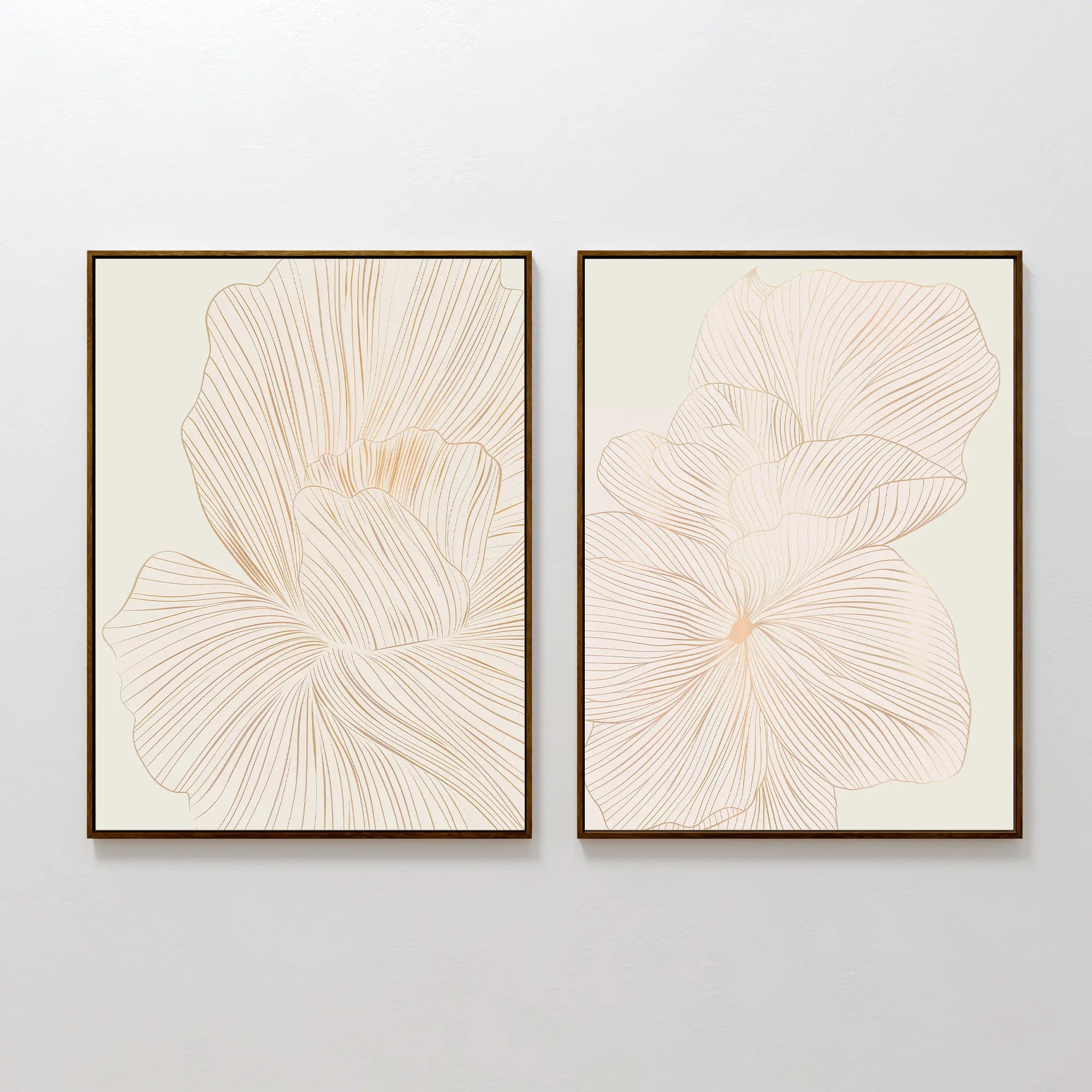 Whispers in Bloom – Set of 2 Canvas Prints set of 2 – beige and white botanical canvas wall art by Aspire Prints