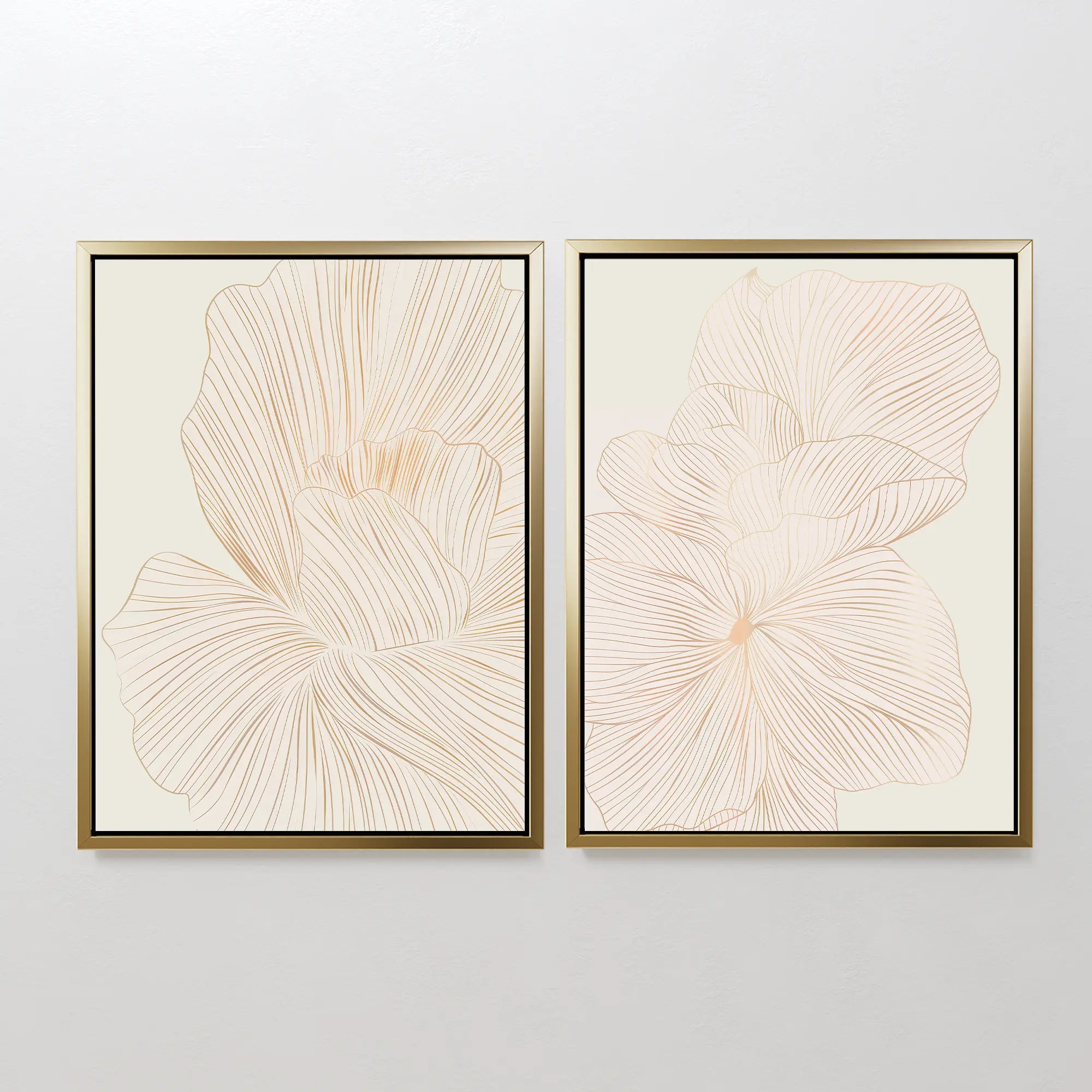 Whispers in Bloom – Set of 2 Canvas Prints set of 2 – beige and white botanical canvas wall art by Aspire Prints