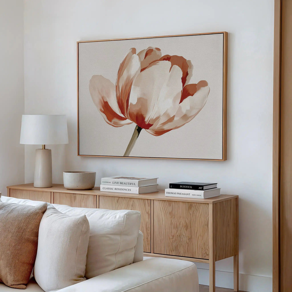 Whisper of Petals – neutral-toned botanical canvas wall art print by Aspire Prints