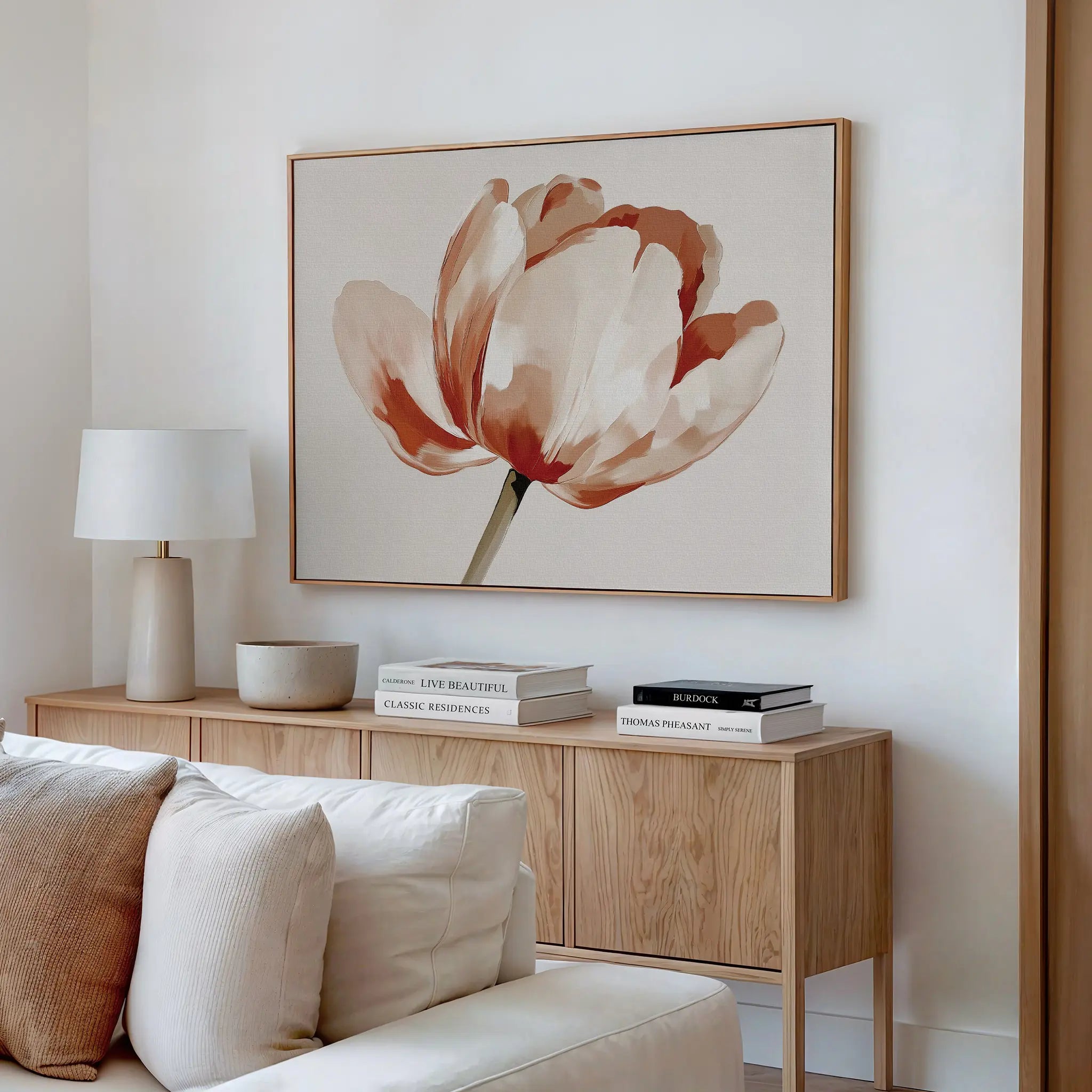 Whisper of Petals – neutral-toned botanical canvas wall art print by Aspire Prints