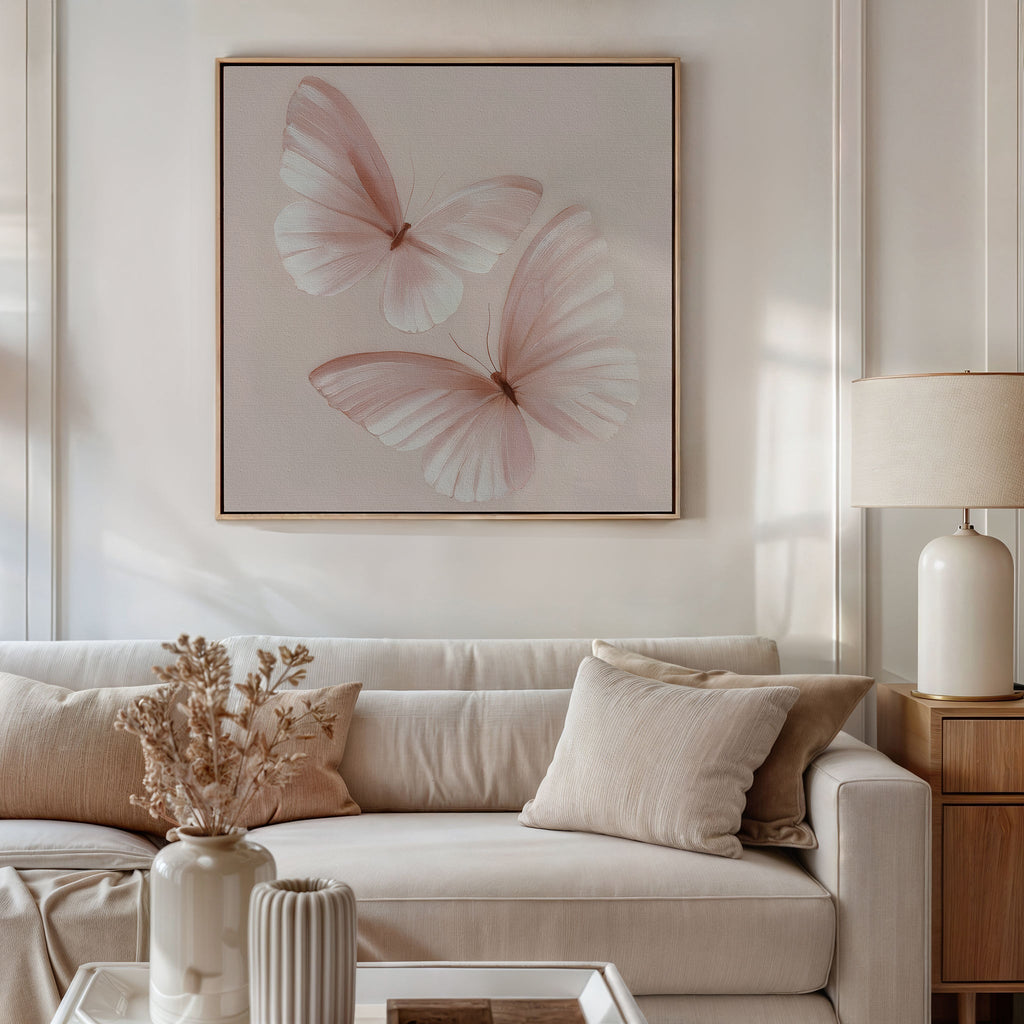 Whispers in Blush – neutral-toned wildlife canvas wall art print by Aspire Prints