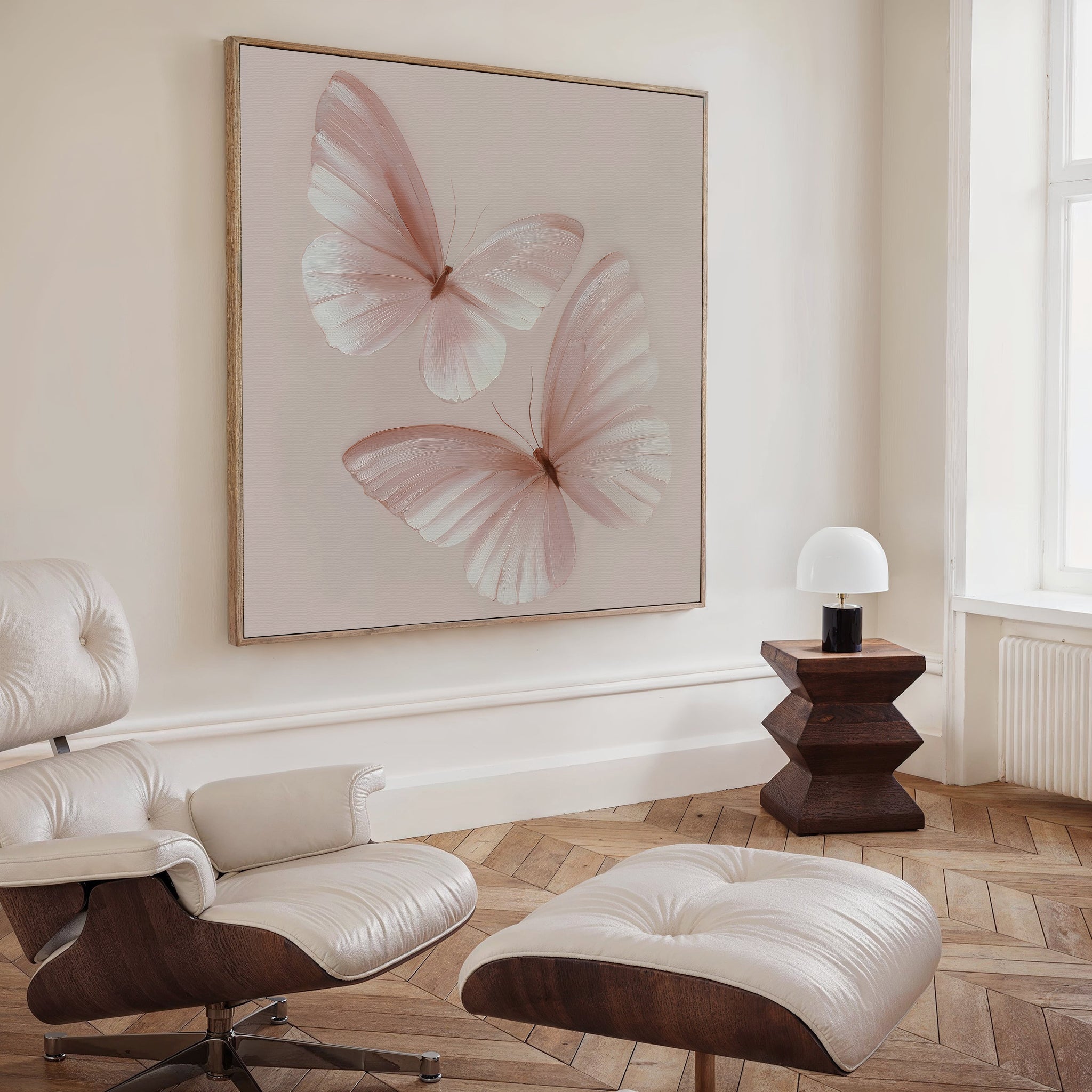 Whispers in Blush – neutral-toned wildlife canvas wall art print by Aspire Prints