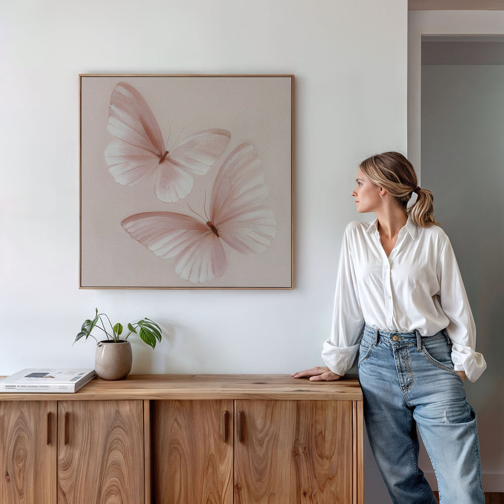 Whispers in Blush – neutral-toned wildlife canvas wall art print by Aspire Prints