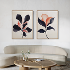 Whispers in Bloom – Set of 2 Canvas Prints set of 2 – black botanical canvas wall art by Aspire Prints