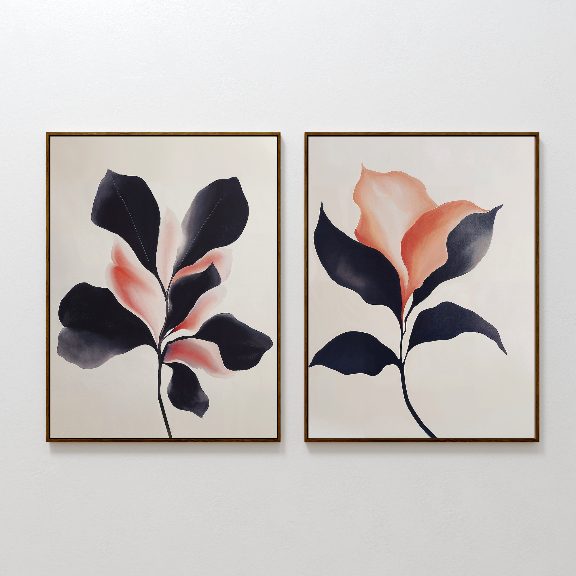 Whispers in Bloom – Set of 2 Canvas Prints set of 2 – black botanical canvas wall art by Aspire Prints