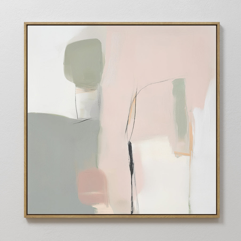 Whispers of a Blushed Horizon – blush pink abstract canvas wall art print by Aspire Prints