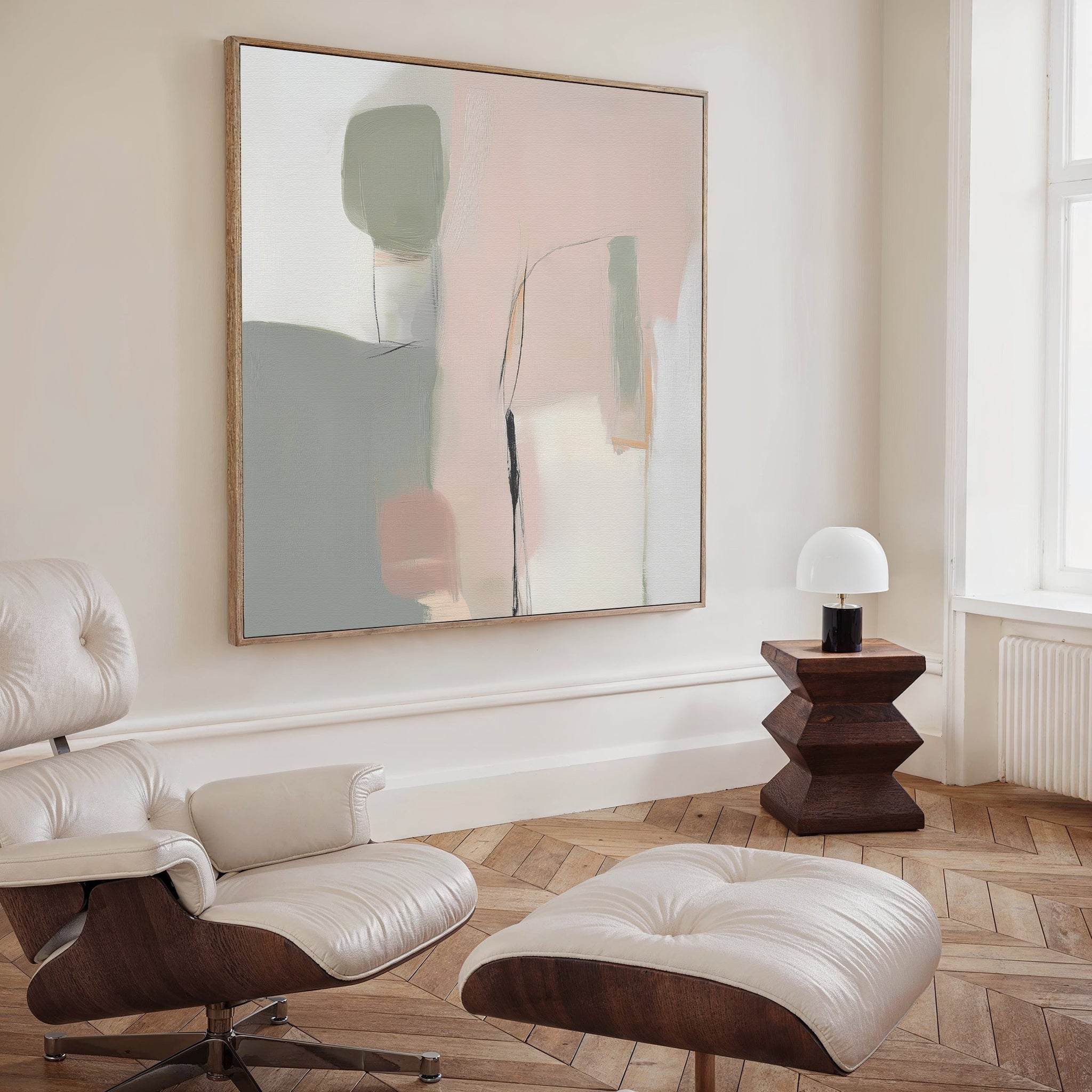 Whispers of a Blushed Horizon – blush pink abstract canvas wall art print by Aspire Prints