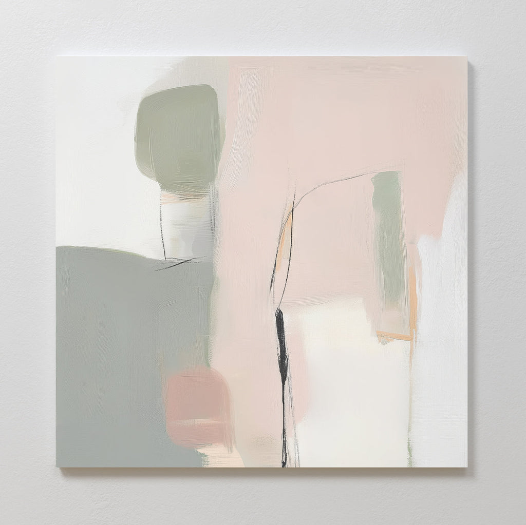 Whispers of a Blushed Horizon – blush pink abstract canvas wall art print by Aspire Prints
