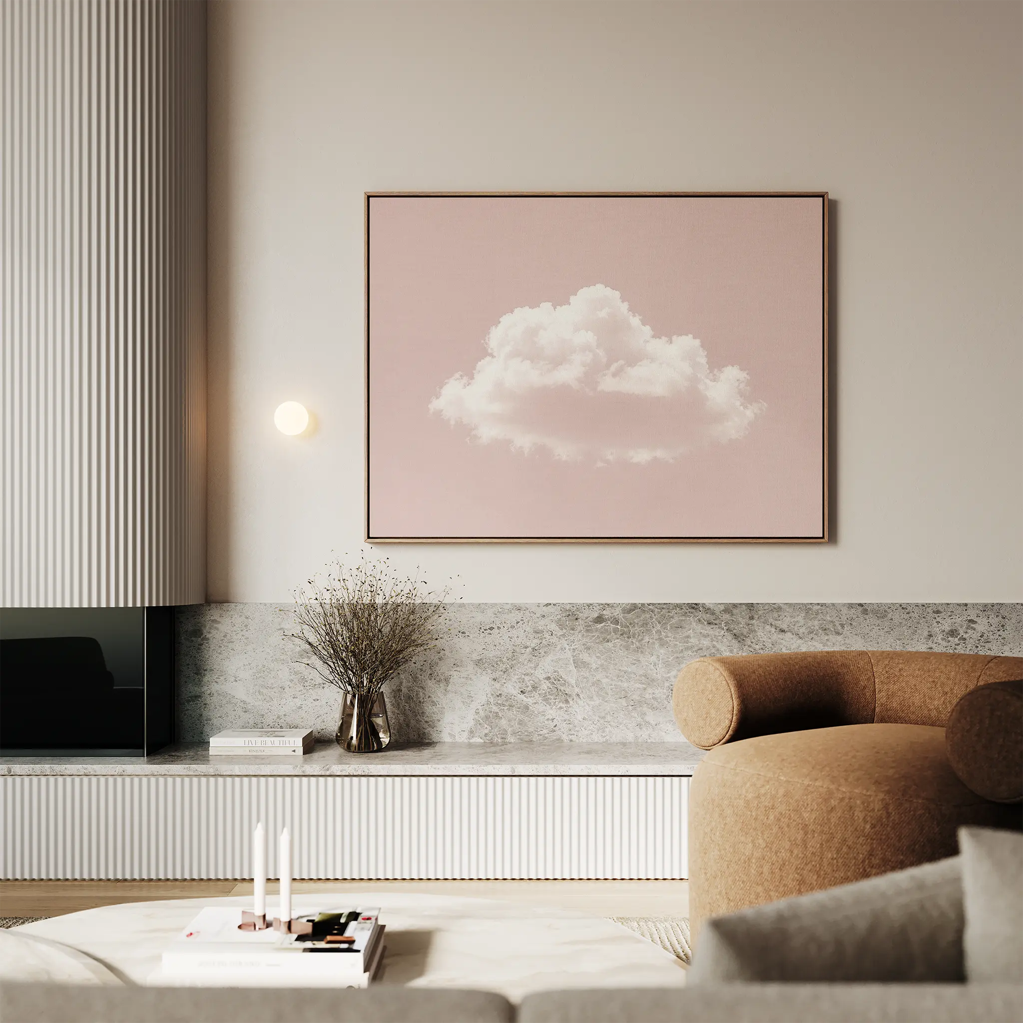 Whisper of Rose – blush pink cloud canvas wall art print by Aspire Prints