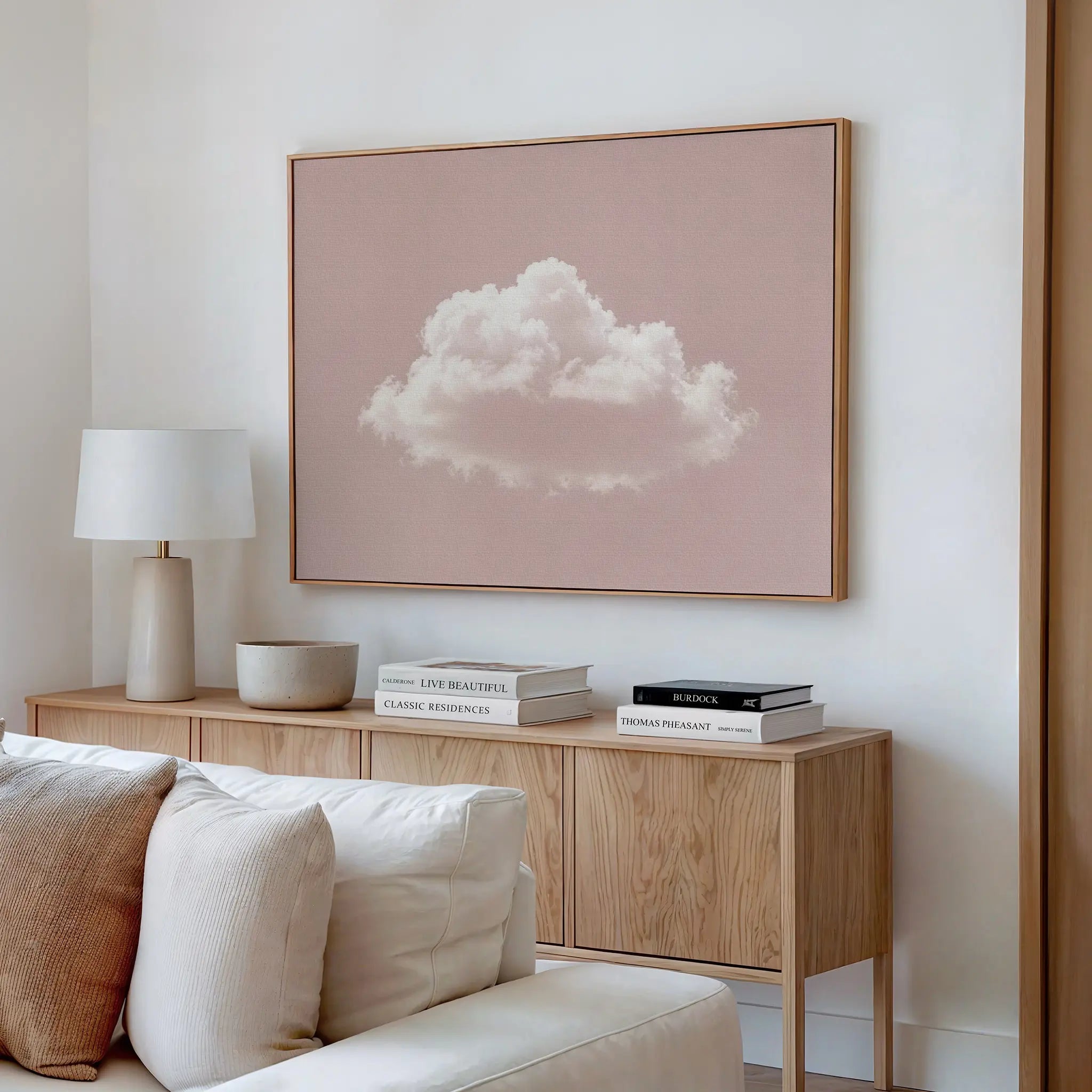 Whisper of Rose – blush pink cloud canvas wall art print by Aspire Prints