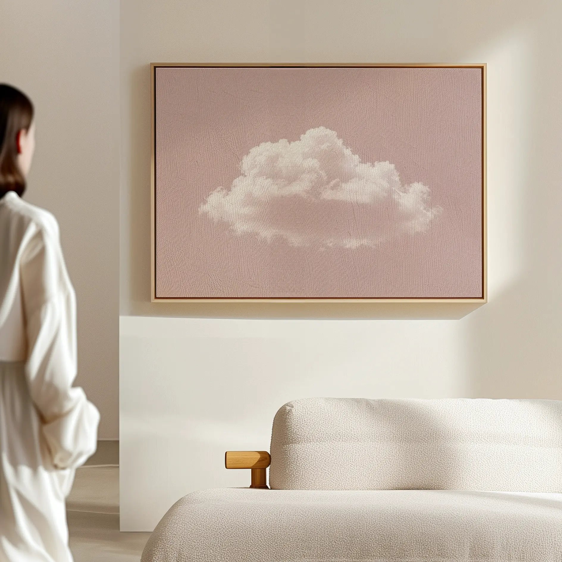 Whisper of Rose – blush pink cloud canvas wall art print by Aspire Prints