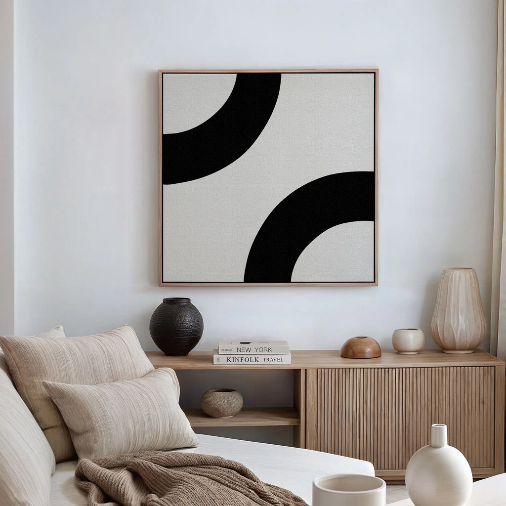 Arc of Silence – black and white abstract canvas wall art print by Aspire Prints