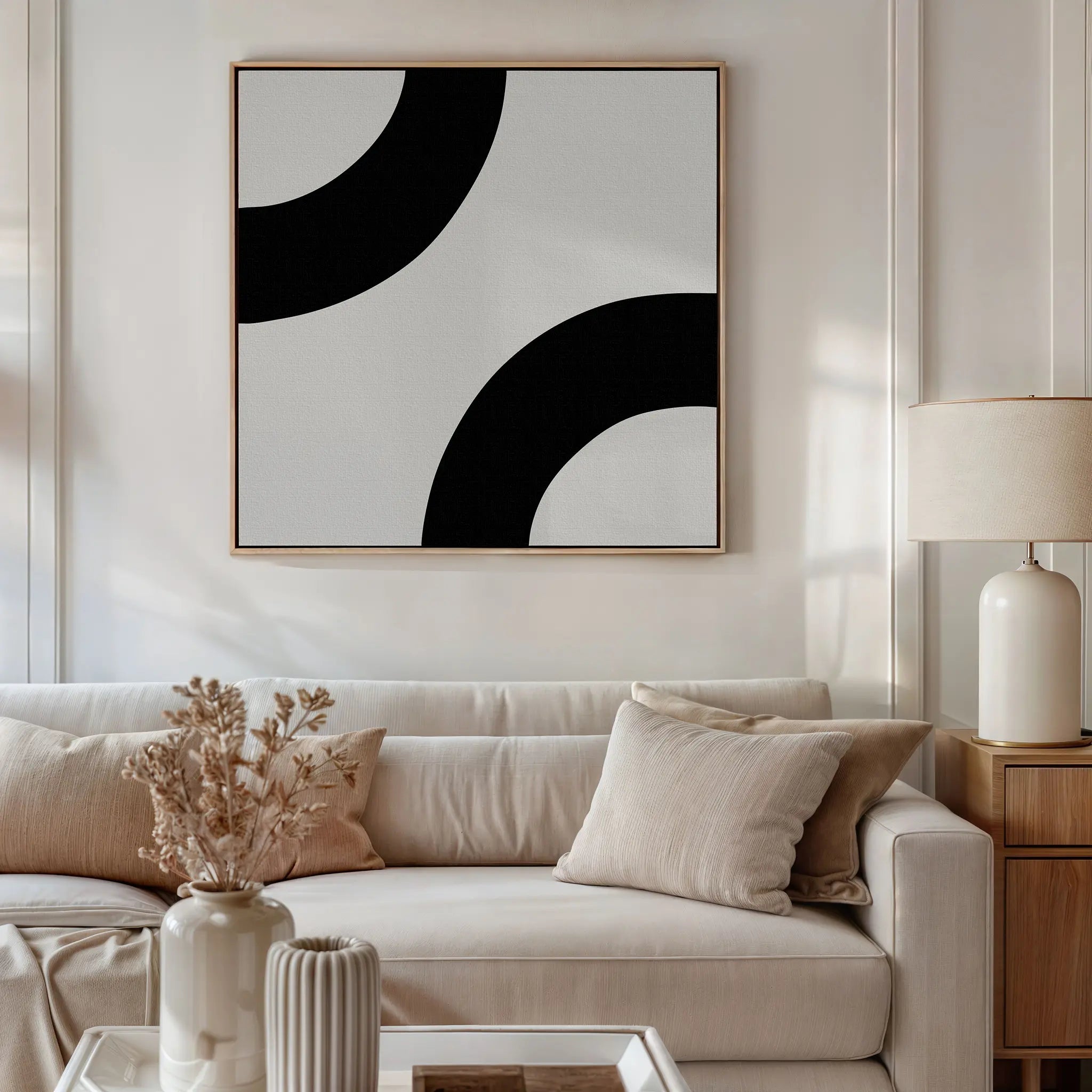 Arc of Silence – black and white abstract canvas wall art print by Aspire Prints