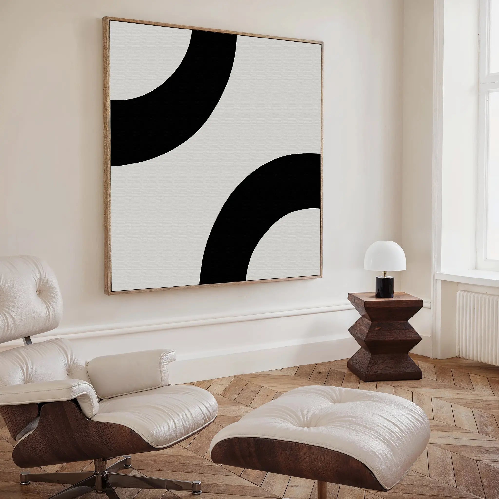 Arc of Silence – black and white abstract canvas wall art print by Aspire Prints