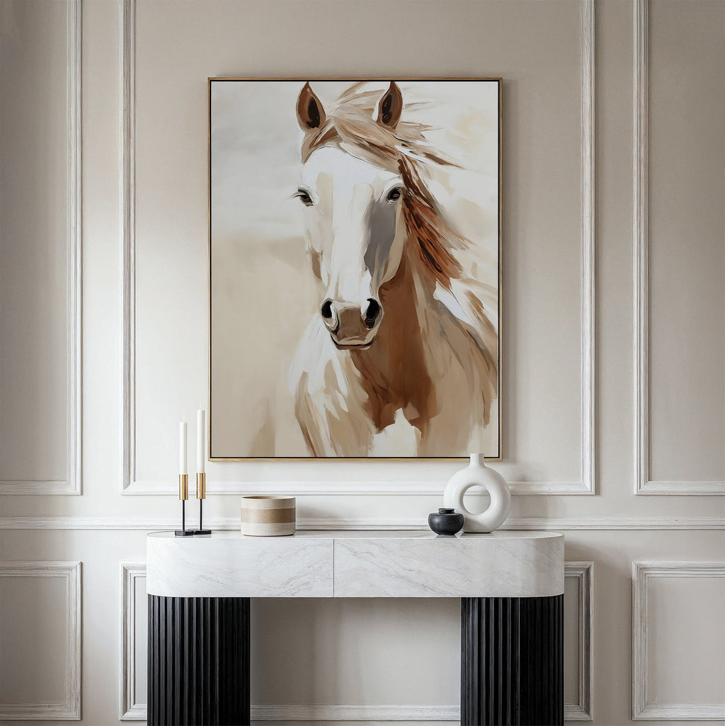Untamed Mane – neutral-toned vintage canvas wall art print by Aspire Prints