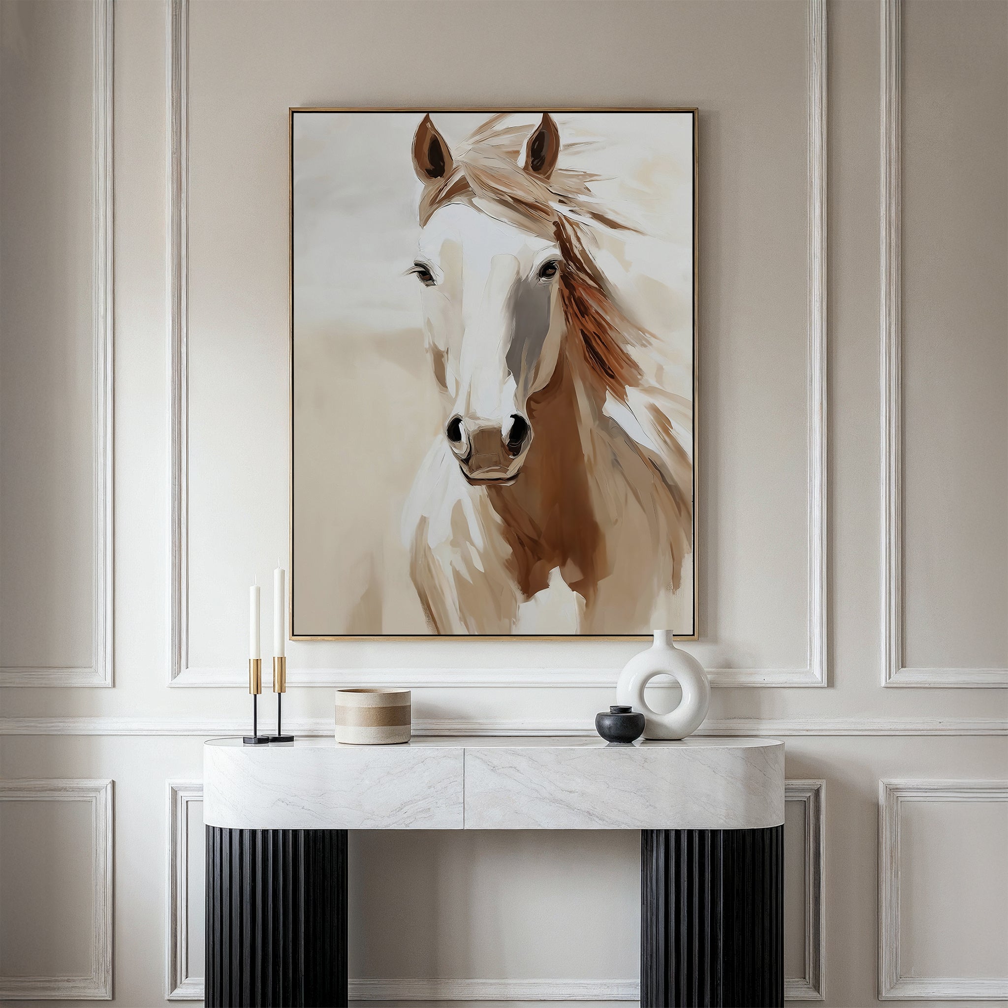 Untamed Mane – neutral-toned vintage canvas wall art print by Aspire Prints