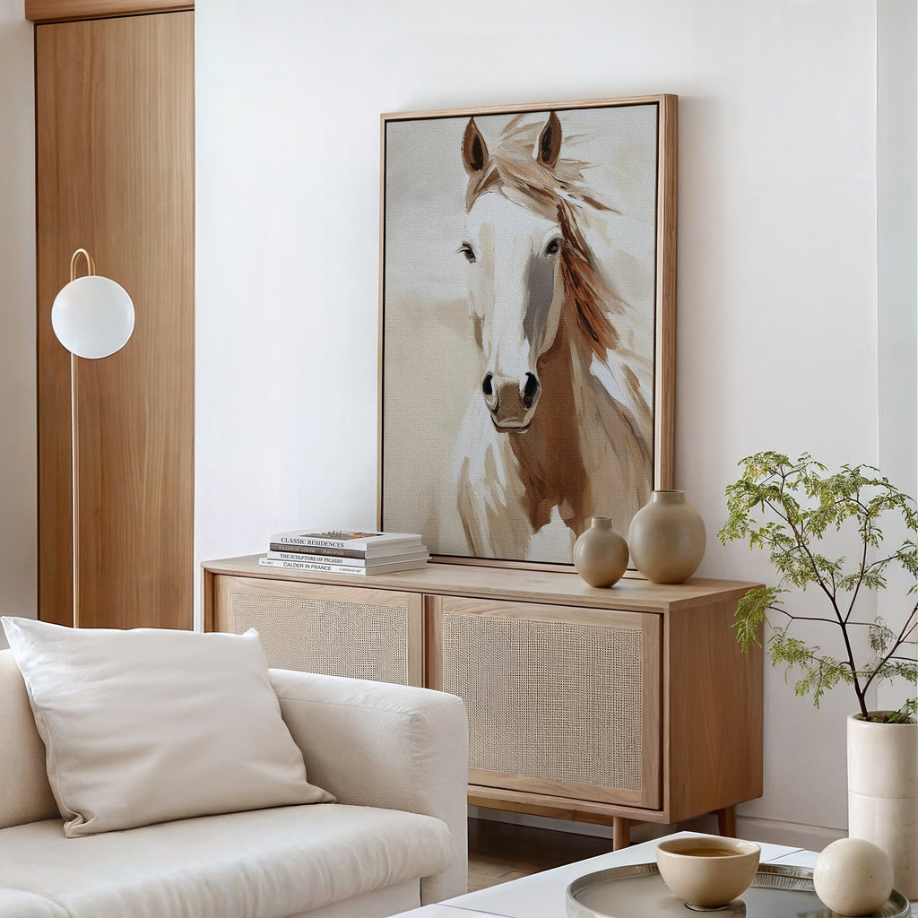 Untamed Mane – neutral-toned vintage canvas wall art print by Aspire Prints