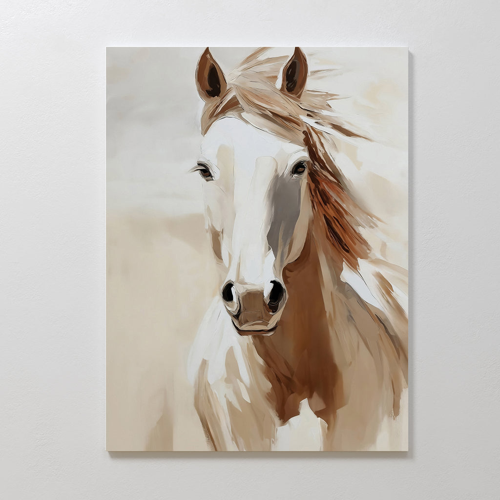 Untamed Mane – neutral-toned vintage canvas wall art print by Aspire Prints