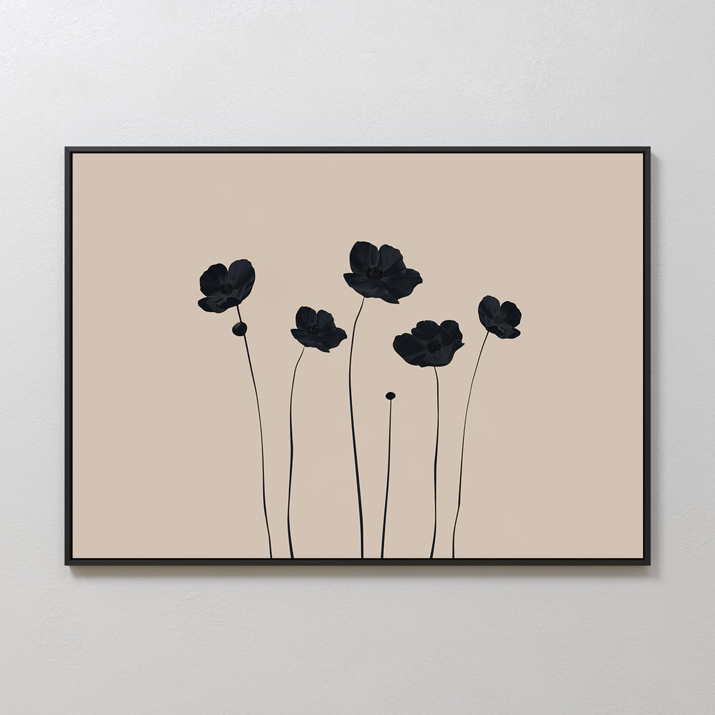 Whispers in Bloom – beige and white botanical canvas wall art print by Aspire Prints
