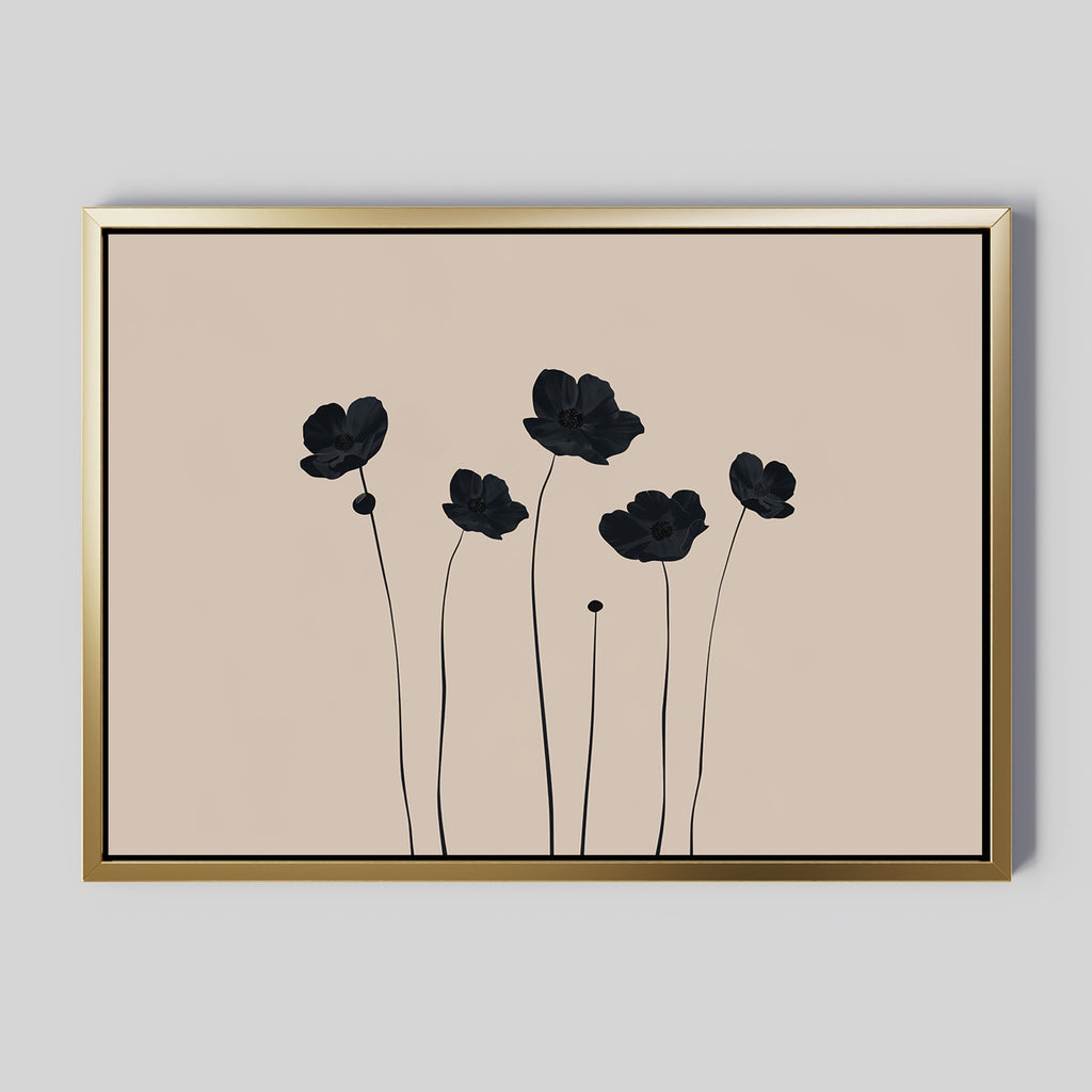 Whispers in Bloom – beige and white botanical canvas wall art print by Aspire Prints