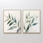 Whispering Fronds Diptych – Set of 2 Canvas Prints set of 2 – green botanical canvas wall art by Aspire Prints