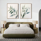 Whispering Fronds Diptych – Set of 2 Canvas Prints set of 2 – green botanical canvas wall art by Aspire Prints
