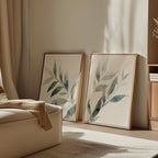 Whispering Fronds Diptych – Set of 2 Canvas Prints set of 2 – green botanical canvas wall art by Aspire Prints
