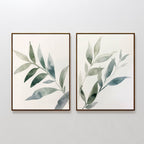 Whispering Fronds Diptych – Set of 2 Canvas Prints set of 2 – green botanical canvas wall art by Aspire Prints