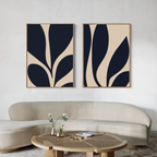 Inkbloom Duet – Set of 2 Canvas Prints set of 2 – blue botanical canvas wall art by Aspire Prints