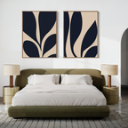 Inkbloom Duet – Set of 2 Canvas Prints set of 2 – blue botanical canvas wall art by Aspire Prints