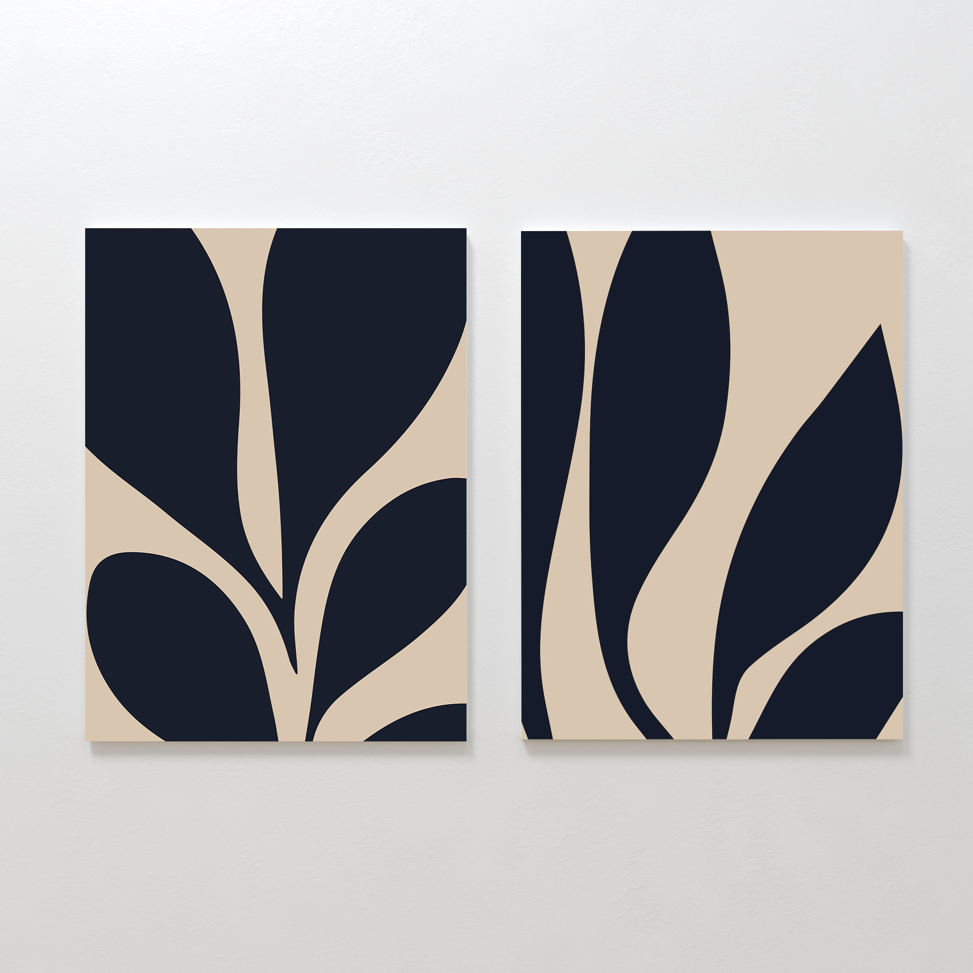 Inkbloom Duet – Set of 2 Canvas Prints set of 2 – blue botanical canvas wall art by Aspire Prints