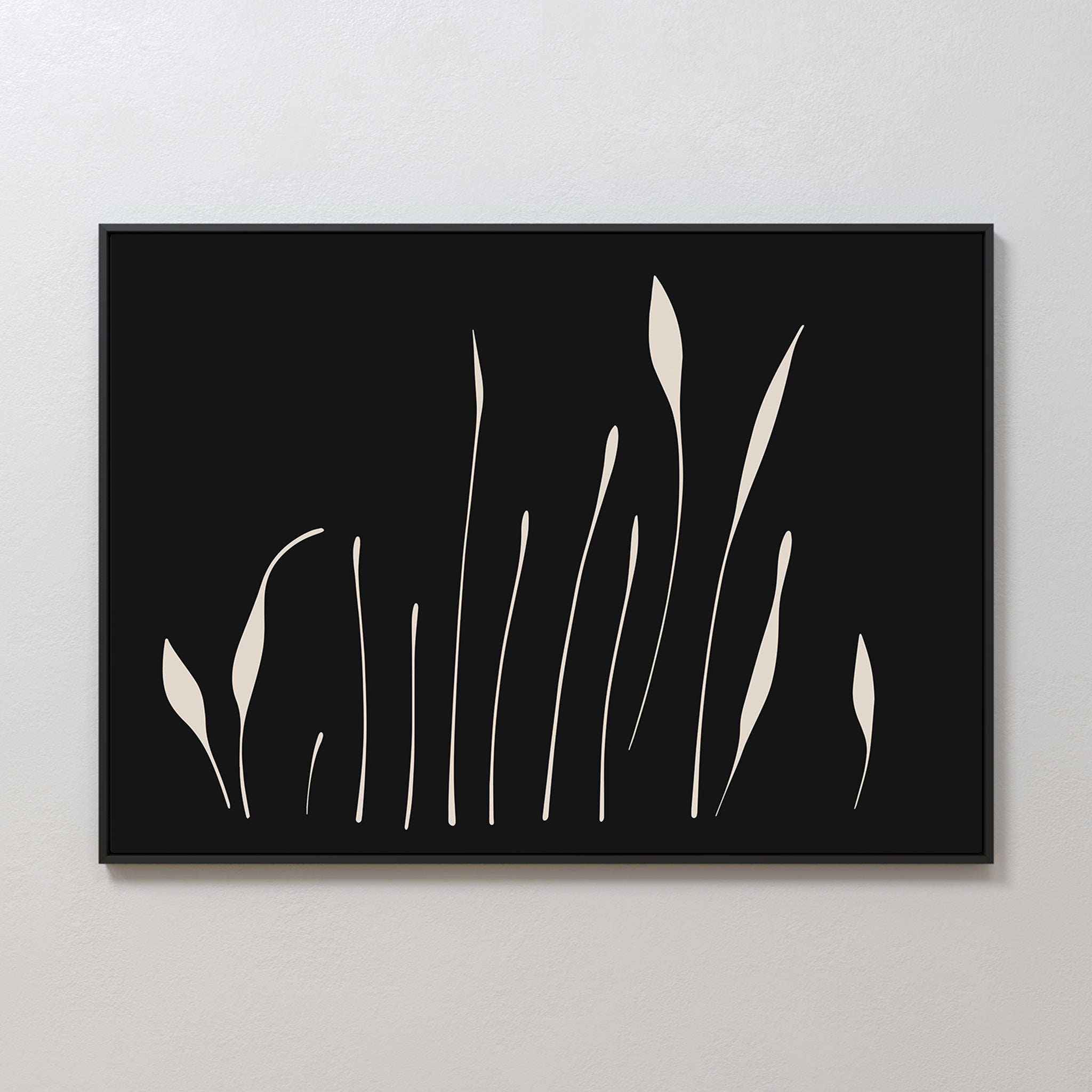 Whispers in Bloom – black botanical canvas wall art print by Aspire Prints