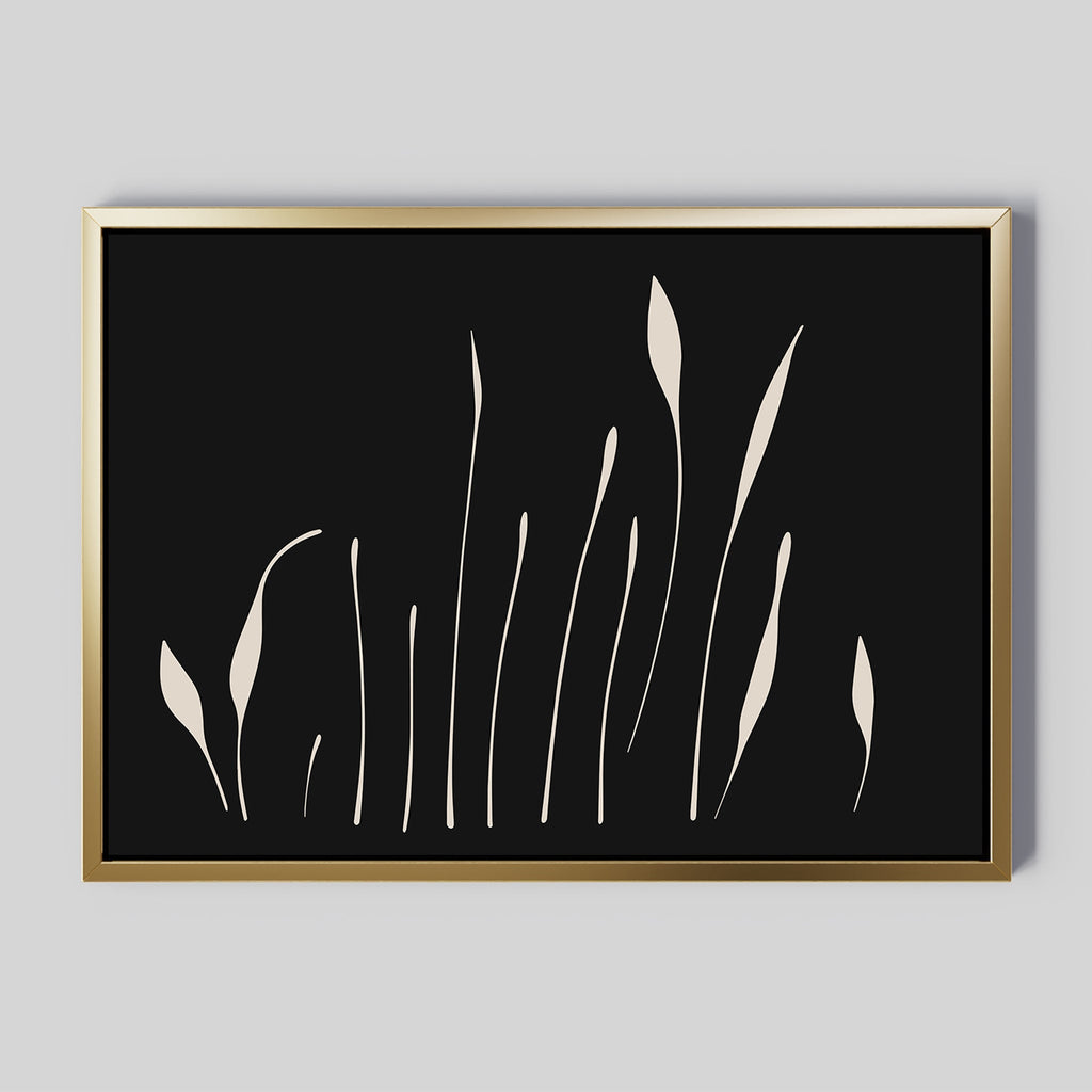 Whispers in Bloom – black botanical canvas wall art print by Aspire Prints