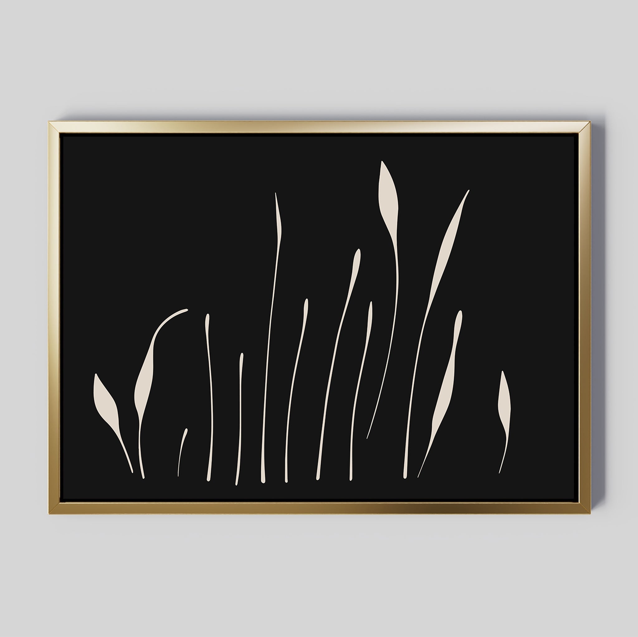 Whispers in Bloom – black botanical canvas wall art print by Aspire Prints