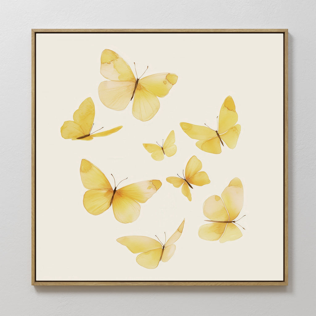 Whispers of Saffron Wings – neutral-toned wildlife canvas wall art print by Aspire Prints